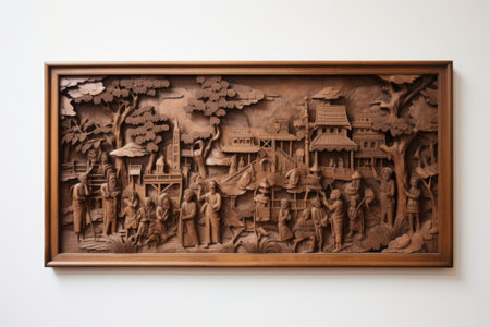 Stylish Brown Wooden Framed Wall Decor: Perfectly Balanced Aspect Ratio 3:2の素材