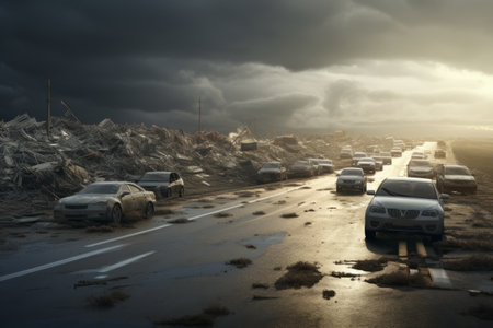 Dynamic Perspectives: Captivating Cars on the Roadの素材