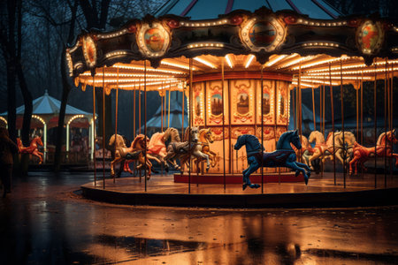 Twinkling Carousel: Illuminating the Night - AR 3:2の素材