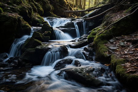 Captivating Torrents: Majestic Waterfalls Cascading in Ravine with Lightning-Fast Streamの素材