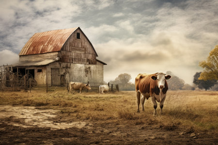 Majestic Cattle Gracing the Enchanting Barn: AR 3:2の素材