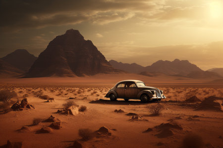 Journey through the Majestic Desert Mountains â Capturing the Beauty of Car Perspectives â AR 3:2の素材