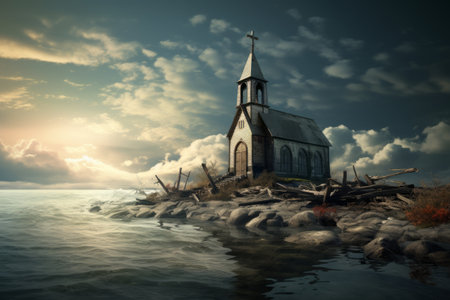 Serenity by the Shore: Exploring the Church Beside the Seaの素材