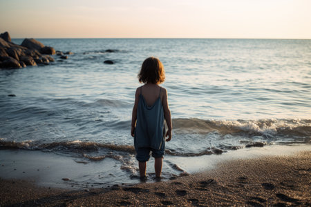 Child's Reflection: Seashore Serenity in AR 3:2の素材