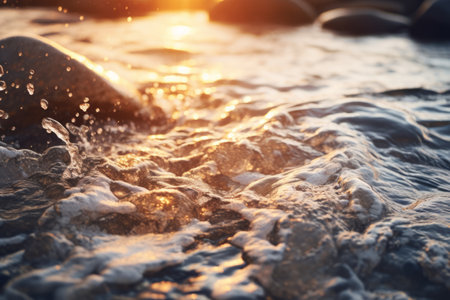 The Mesmerizing Stillness: Capturing the Close-Up Beauty of Water on a River --ar 3:2の素材