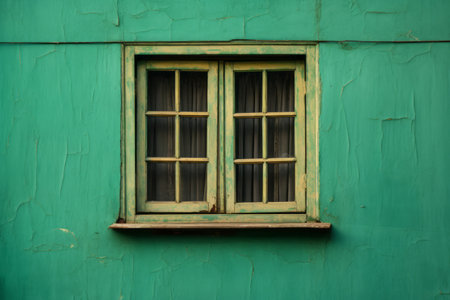 Elegant Serenity: A Closer Look at the Closed Green Wooden Window --ar 3:2の素材