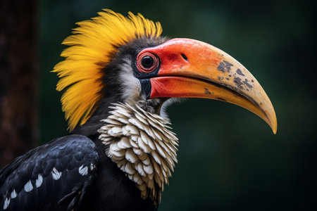 A Captivating Perspective: Examining the Beauty of the Hornbill in Close-upの素材