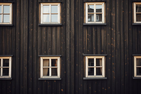 Enchanting 3D Digital Wallpaper Showcasing Vibrant Brown and Black Wooden Houses Closeupの素材