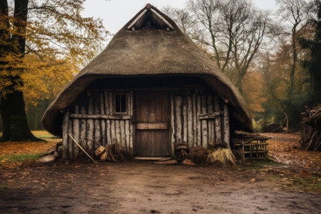 Rustic Charm: The Enchanting Brown Wooden Hutの素材