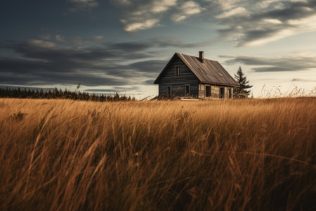 Natures Haven: A Cozy Brown Wooden House Enveloped by Lush Green Grass --ar 3:2の素材