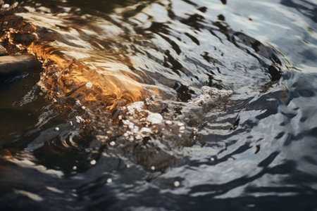 Rivers Captivating Reflection: A Stunning Close-Up Shotの素材