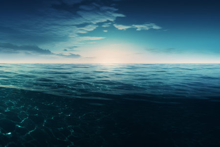 Tranquil Horizons: Captivating 3:2 Calm Ocean Panoramic Photographyの素材
