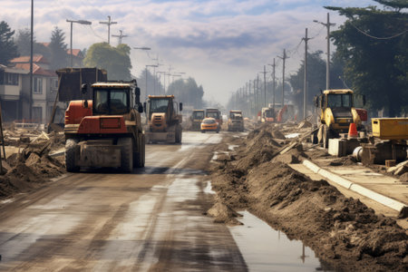 Ar 3:2 - A Glimpse into the Construction Site Along The Roadの素材