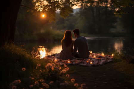 Embracing Love: A Couples Romantic Date Amidst Natures Splendorの素材