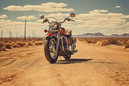 Unleashing the Adventure: A Cruiser Motorcycle Tackling Dirt Roads with Style -- AR 3:2の素材