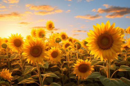 Basking in the Radiance: The Majestic Field of Sunflowersの素材