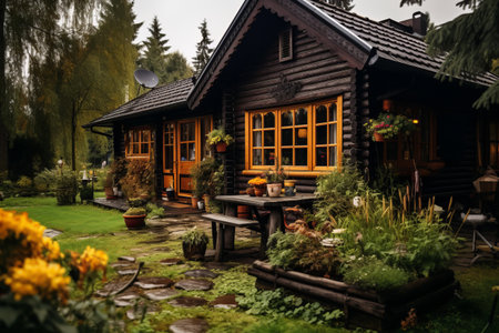 Embracing Serenity: A Captivating Glimpse of Rustic Charm in a Rural Wooden Cottage --ar 3:2の素材