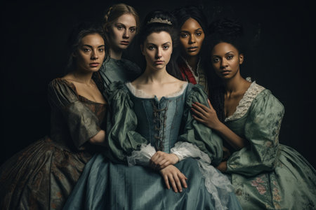 Framed Elegance: Capturing The Unity of Four Women in a Group Photo --ar 3:2の素材