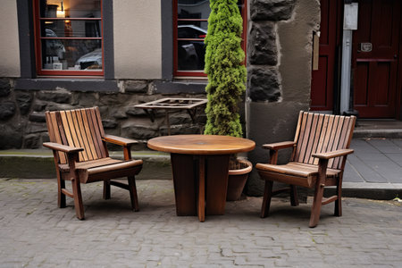 The Charm of Vintage Furnishings Near the Quaint Old Stone Cafe in City --AR 3:2の素材