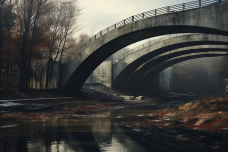 Connecting Horizons: The Aesthetic of Gray Concrete Bridge --ar 3:2の素材