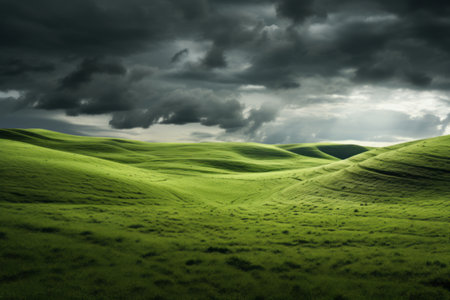Enchanting Encounter: A Scenic Grass Field Beneath a Cloudy Sky On Billboard --ar 3:2の素材