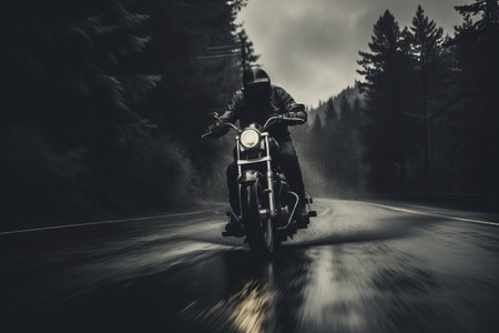 The Lone Rider: Capturing the Thrill of the Open Road in Grayscaleの素材