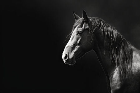 Elegant Equine Monochrome: Captivating 3:2 Grayscale Horse Portraitの素材