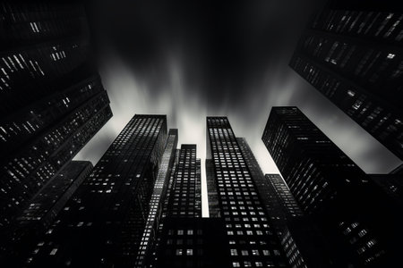 Captivating Monochrome Images Showcasing Iconic High Rise Buildings --ar 3:2の素材