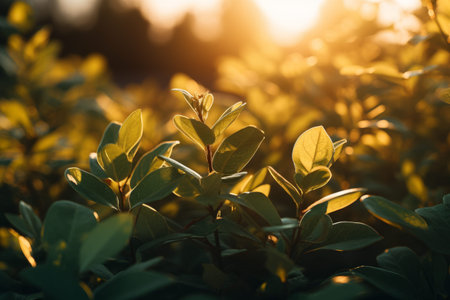 Emerald Glow: Capturing a Green Leafed Plant in the Golden Hour -- AR 3:2の素材