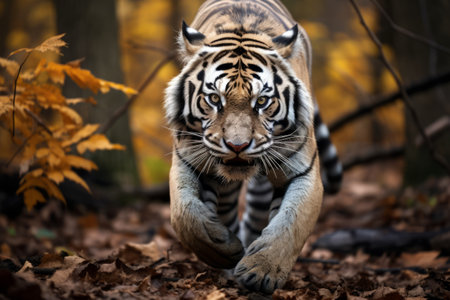 Bewitching Encounter: The Enigmatic Gray and Black Tiger Roaming through the Forest --ar 3:2の素材