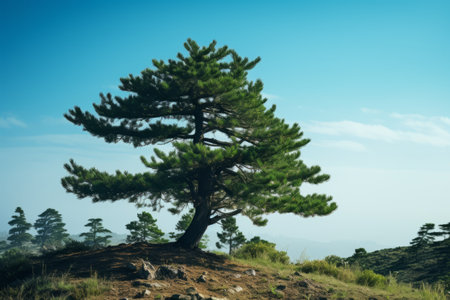 The Majestic Daytime Glory of a Green Pine Tree: A 3:2 Artistic Studyの素材