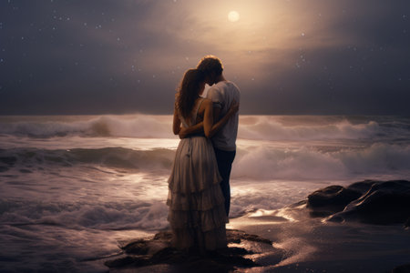 Captivating Embrace: A Serene Seashore Momentの素材