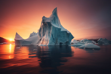 Frozen Majesty: Stunning 3:2 Iceberg on Body of Water Digital Wallpaperの素材