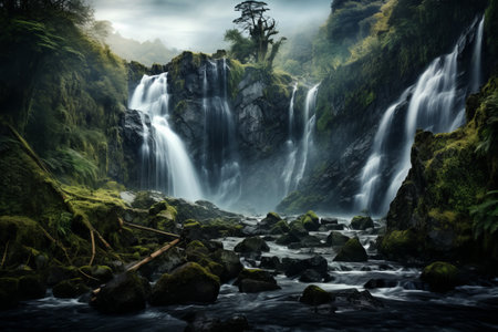 Cascading Beauty: A Captivating 3:2 Landscape Photo of Fallsの素材