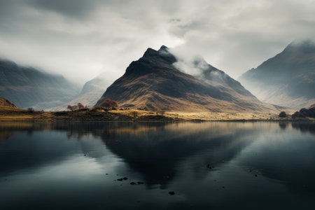 Majestic Mountain Oasis: A Picturesque Lake Enveloped by Natures Splendor - AR 3:2の素材