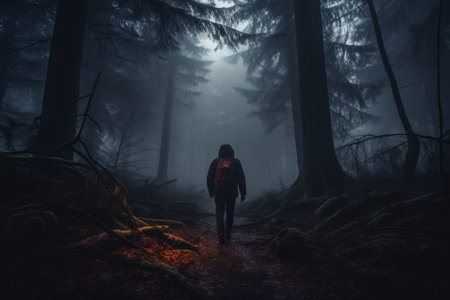 Wanderlust within the Mist: Exploring the Enigmatic Foggy Forestの素材