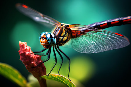 Wings of Wonder: A Mesmerizing Macro Capture - Dragonfly on Plant (AR 3:2)の素材