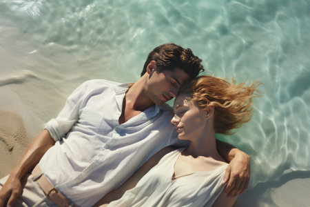 Serenity by the Shore: A Blissful Moment of Togethernessの素材