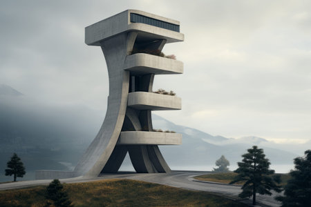 The Magnificent Gray Concrete Tower --ar 3:2の素材