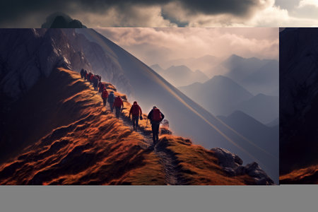 Adventure Seekers: Exploring the Majestic Mountain Path in AR 3:2の素材