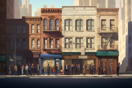 Urban Encounters: Captivating Moments of People Amidst Buildingsの素材