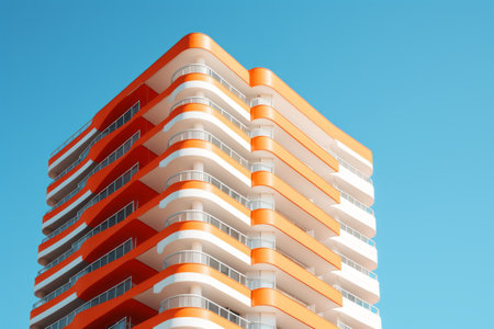 Bold and Vibrant: The Striking High Rise Orange and White Buildingの素材