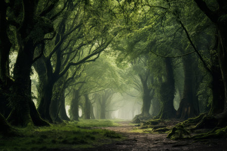 Captivating Natures Canvas: Green Leafed Trees in Stunning 3:2 Landscape Photographyの素材