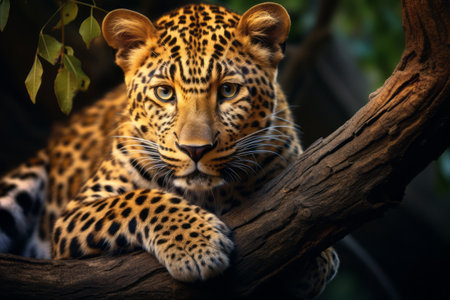Intriguing Leopard Perched on Branch - AR 3:2の素材