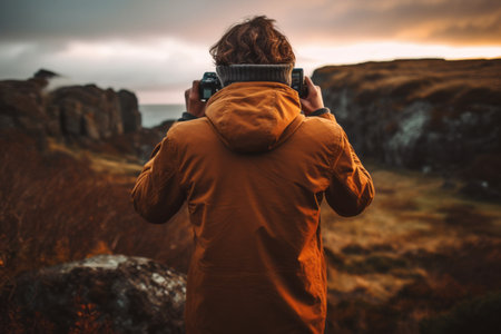 The Art of Photography: Man Capturing the Perfect Shot in Long Sleeve - AR 3:2の素材