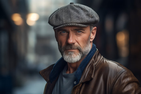 The Enigmatic Man: Unveiling the Mysterious Gray Fitted Cap - AR 3:2の素材