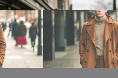 Casually Cool: The Man in the Trendy Brown Coat â 3:2の素材