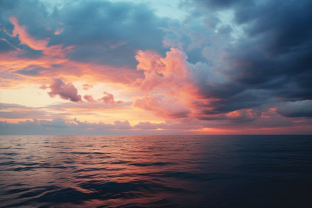 Majestic Serenity: Capturing the Enigma of an Ocean Under Crepuscular Cloudsの素材