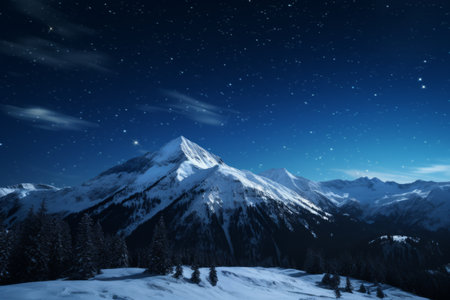 Majestic Snow-capped Mountains under a Star-studded Sky: AR 3:2の素材