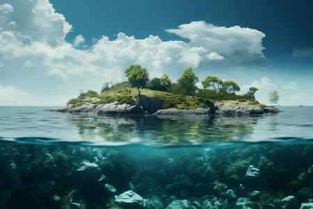 Captivating Daytime Scenes of the Ocean and Islandの素材